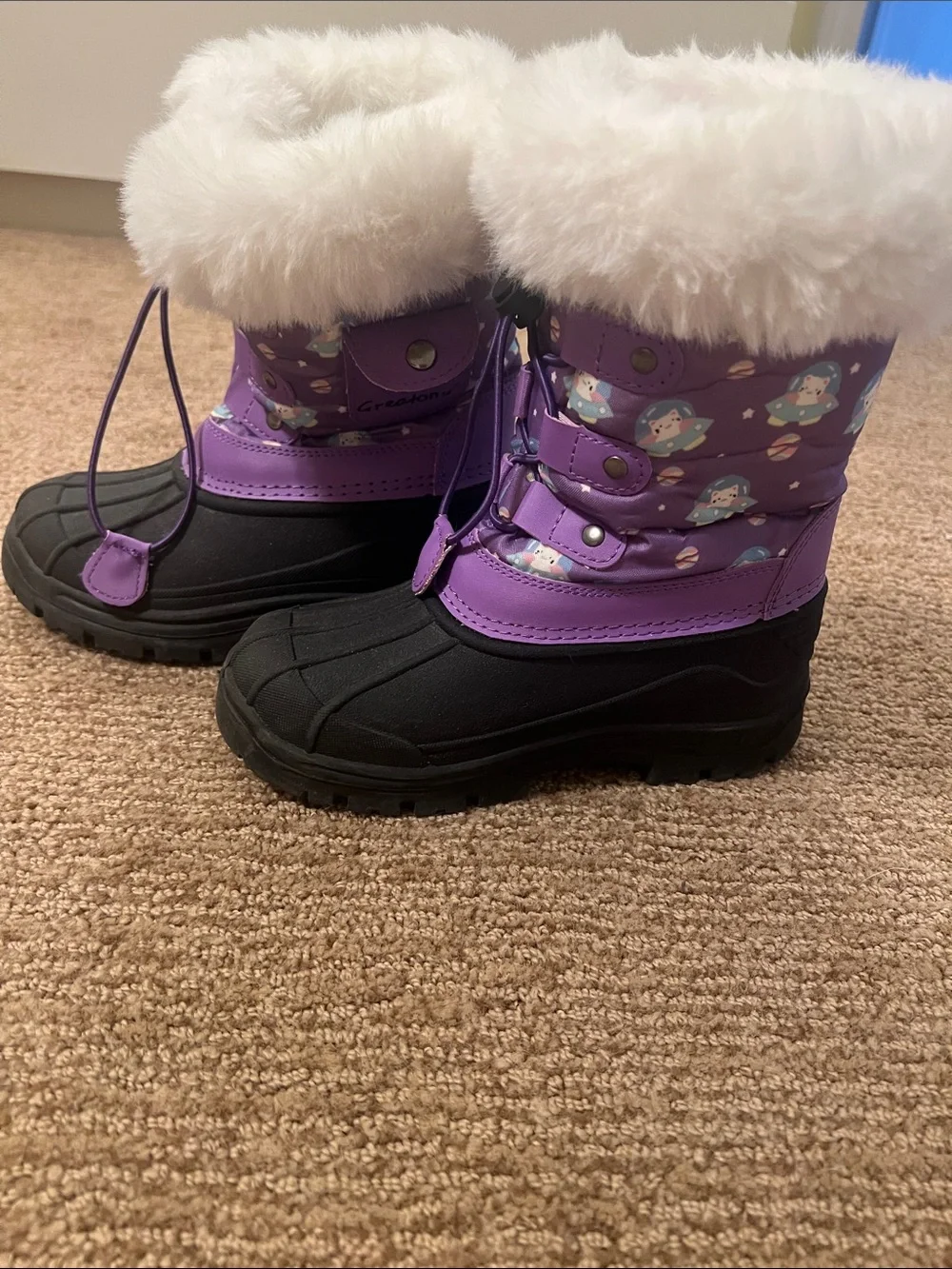 Girls Purple Faux Fur Winter Boots